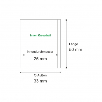 Sonderbuchse Ø 25x33x50 mm, gehärtet, schweißbar (IS)